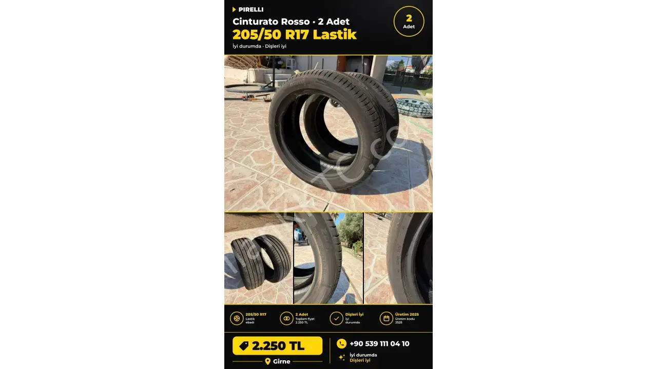 Pirelli Cinturato Rosso 205/50/R17 - 2 ADET