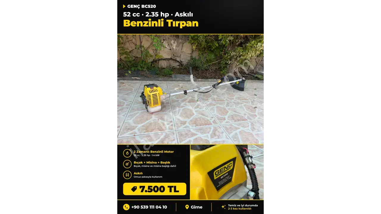 Benzinli Tırpan 52cc 2.35hp Bıçak+Misina+misina