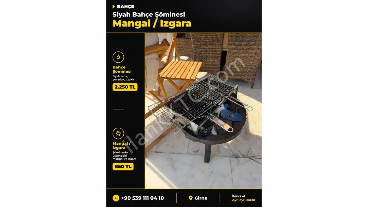 SİYAH RENK BAHÇE ŞÖMİNESİ VE MANGAL/IZGARA