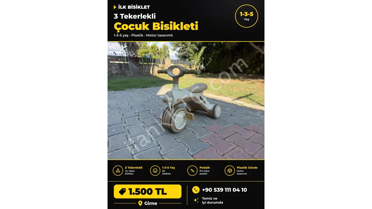 Üç Tekerlekli Bisiklet Çocuk Bisikleti 3 Teker Bisiklet 1-3-5 Yaş Plastik Motor İlk Bisiklet