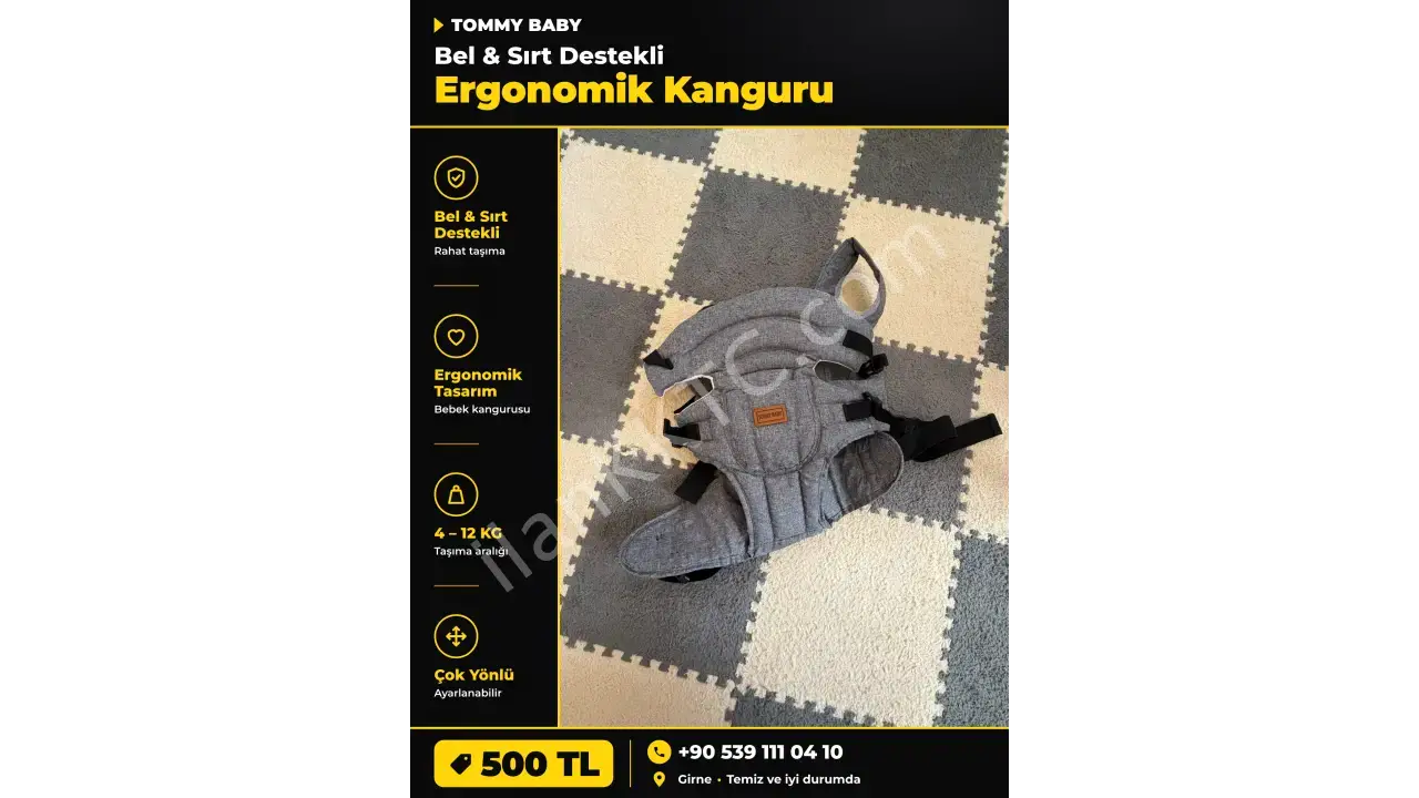 Bel & Sırt Destekli Ergonomik Kanguru 4-12 KG Çok Yönlü Ayarlanabilir