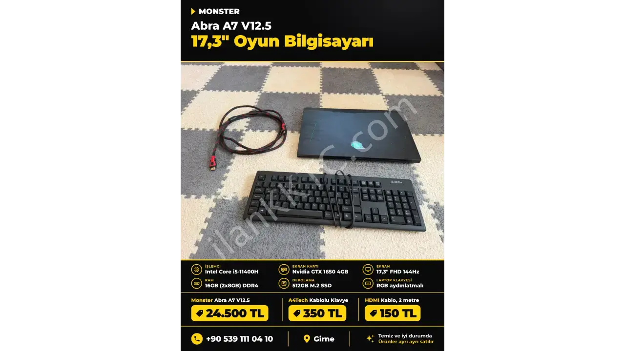 MONSTER ABRA Abra A7 V12.5 - 17,3" Oyun Bilgisayarı