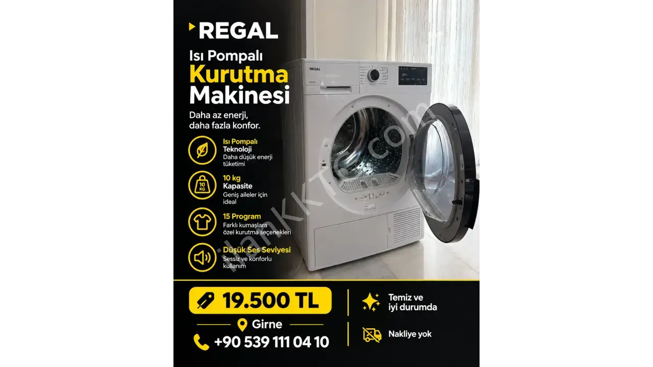 REGAL 10KG ISI POMPALI 15 PROGRAMLI KURUTMA MAKİNESİ
